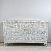 Mother Of Pearl Inlay Floral 7 Drawers Chest Light Grey | Mother Of Pearl Inlay Floral 7 Drawers Dresser Light Grey